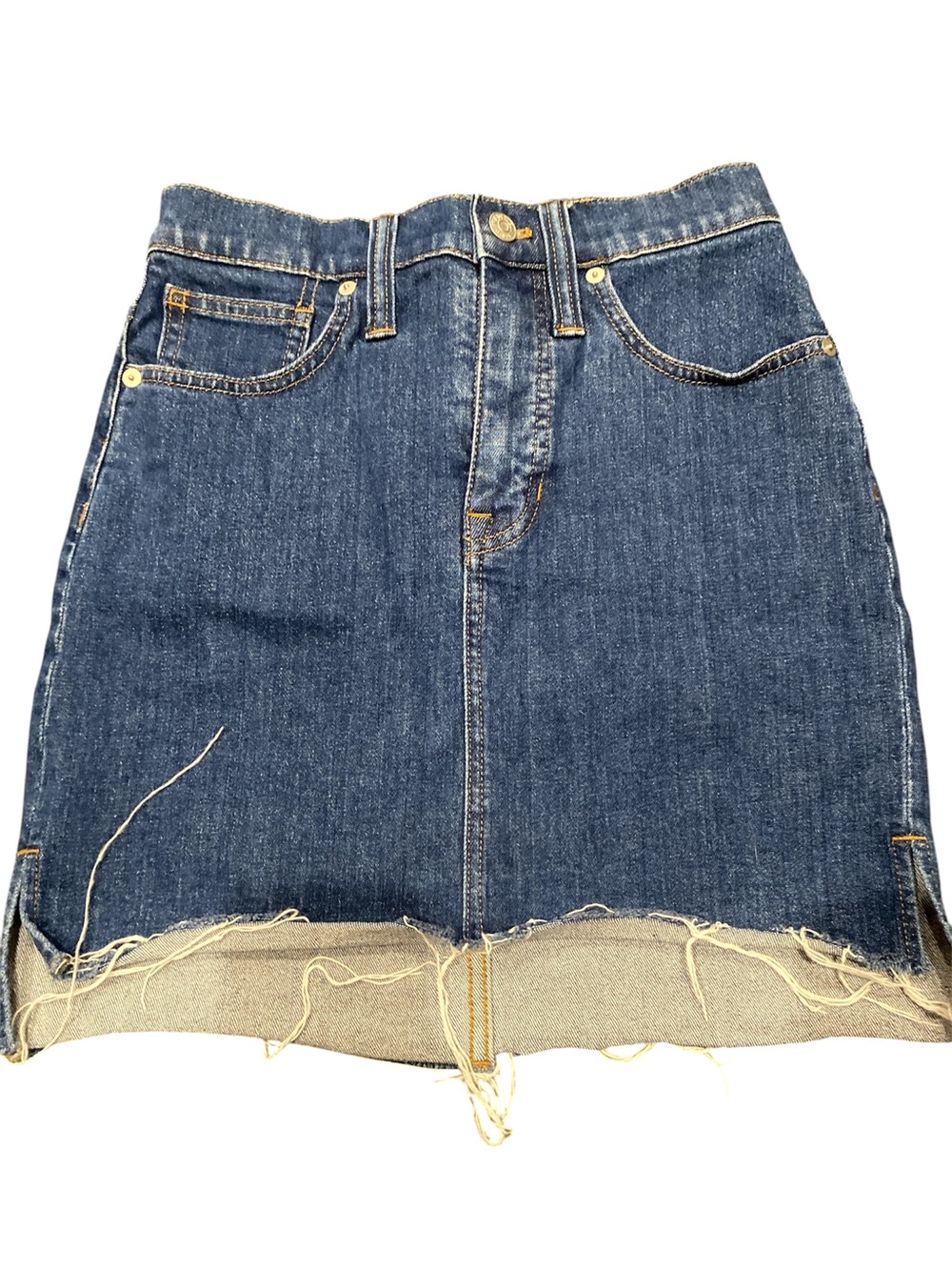 Madewell Blue Denim Jeans with Tan Stitching